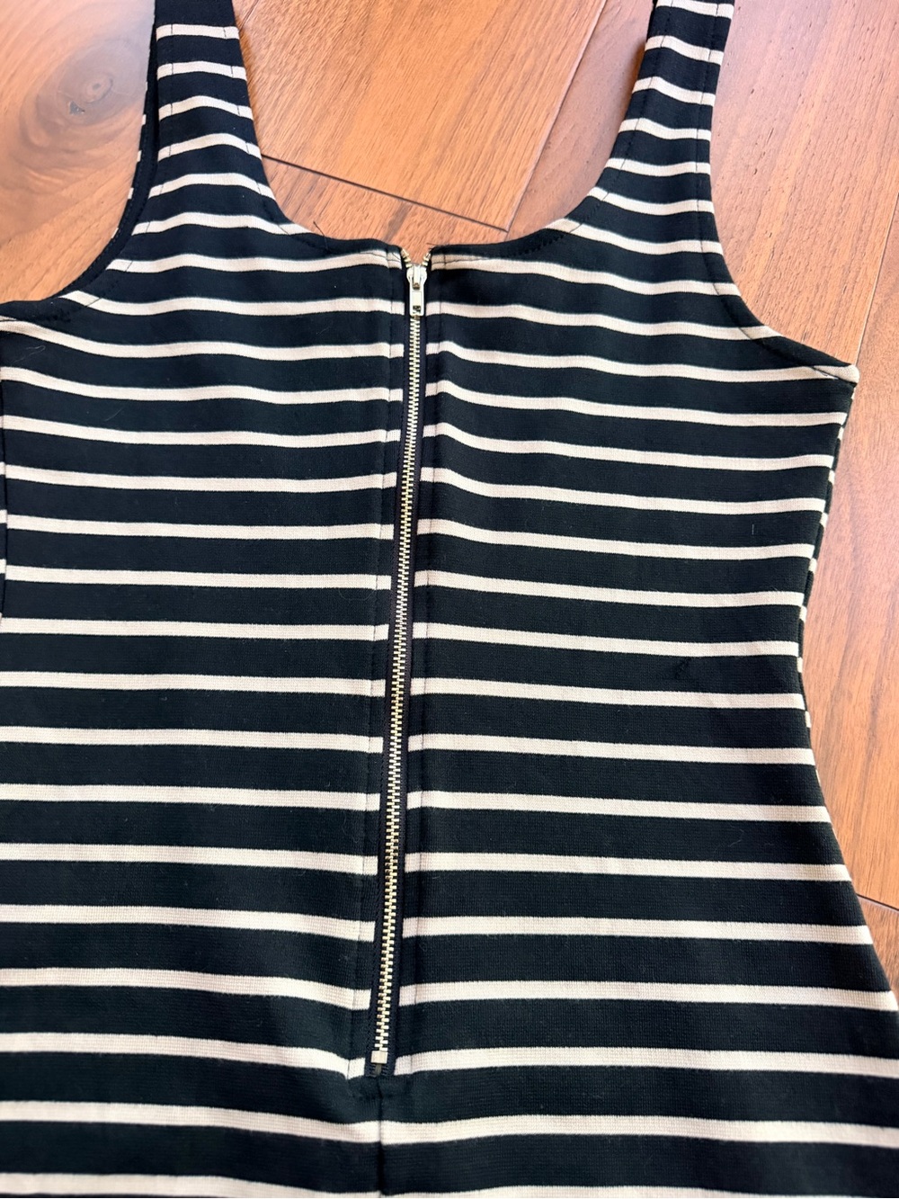 iris Black and beige Striped Midi Tank Dress - Picture 3 of 4